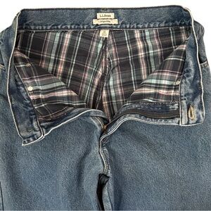 Vintage 90s L.L. Bean Plaid Flannel Lined Blue Jeans Original Fit High Rise 12T